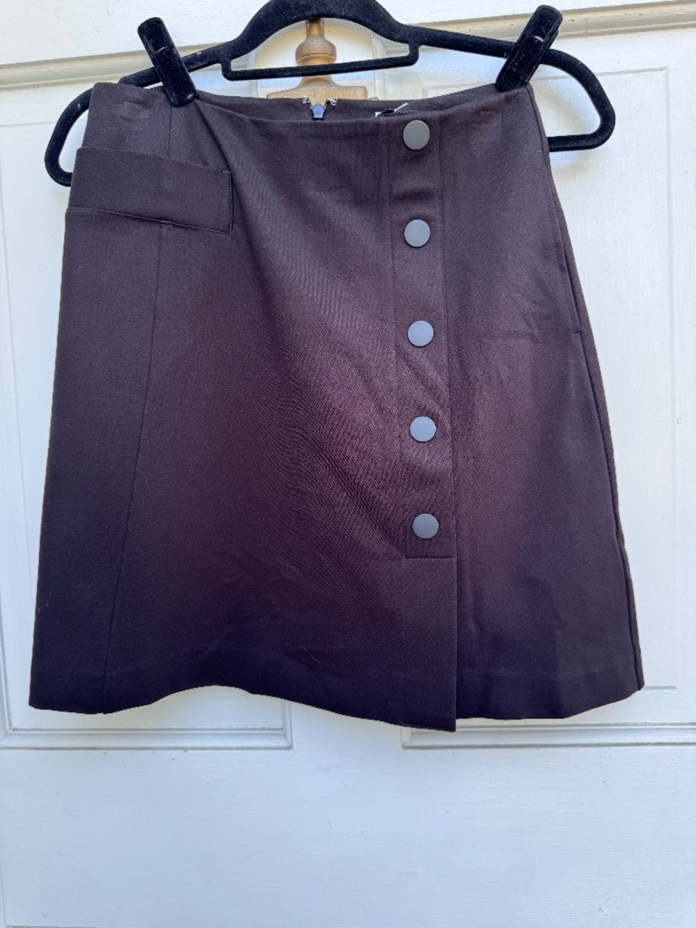Cabi Sigourney Skirt #3220 Size 2 Black Button Front A-Line Stretch Pockets